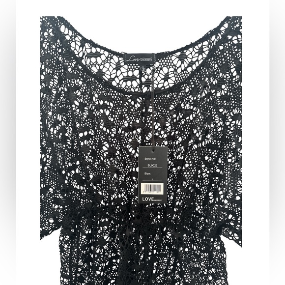 NWT Love University Semi-Sheer Black Lace Swimsuit Coverup Dress Size‎ Large - Picture 2 of 7